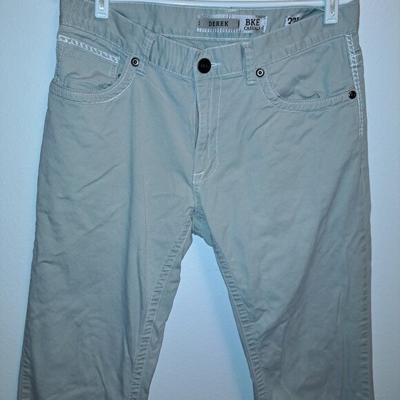 BKE Derek Casuals Lt Khaki Pants With Embroidered Pockets Size 32L - Picture 7 of 10